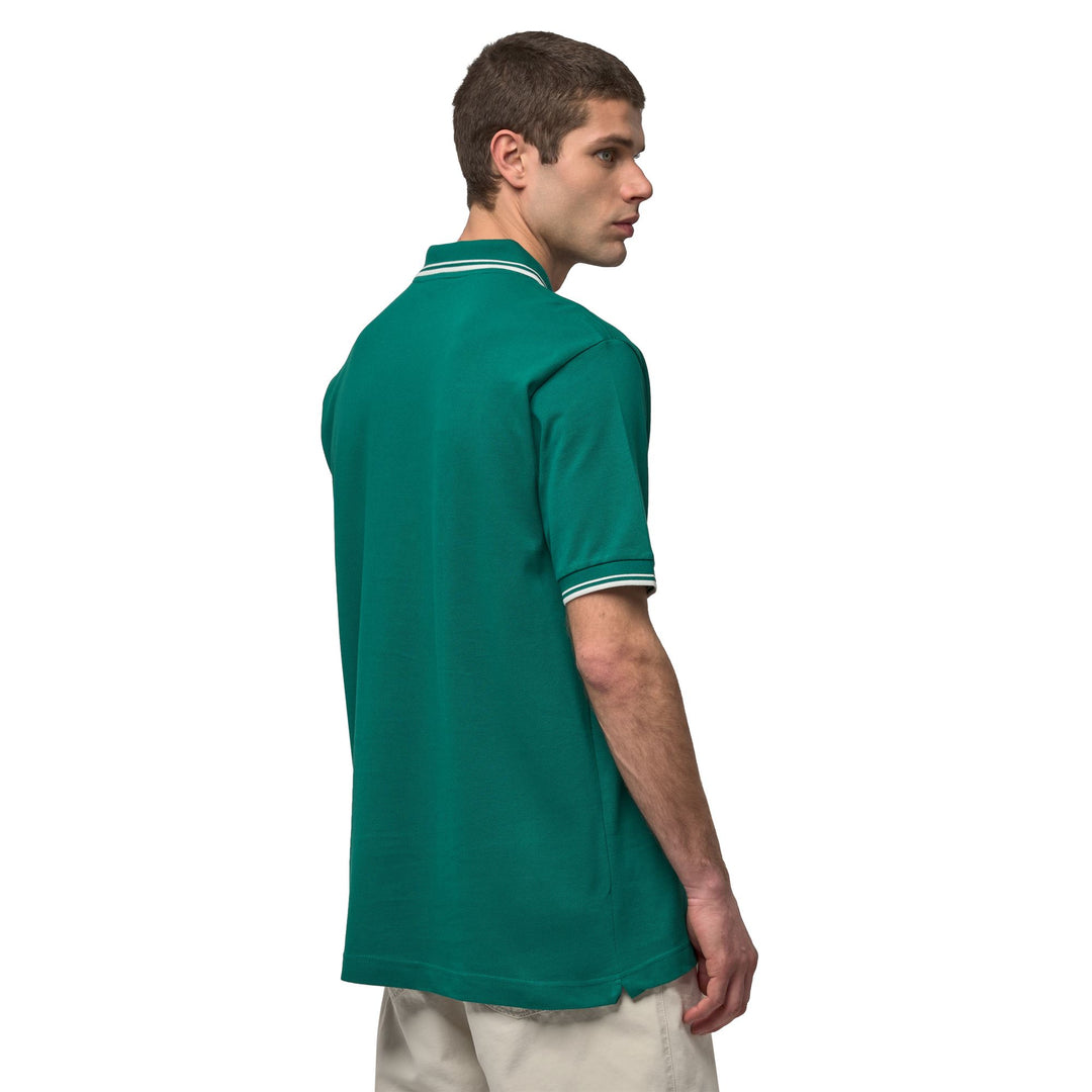 Polo en coton vert pour homme, coupe classique main