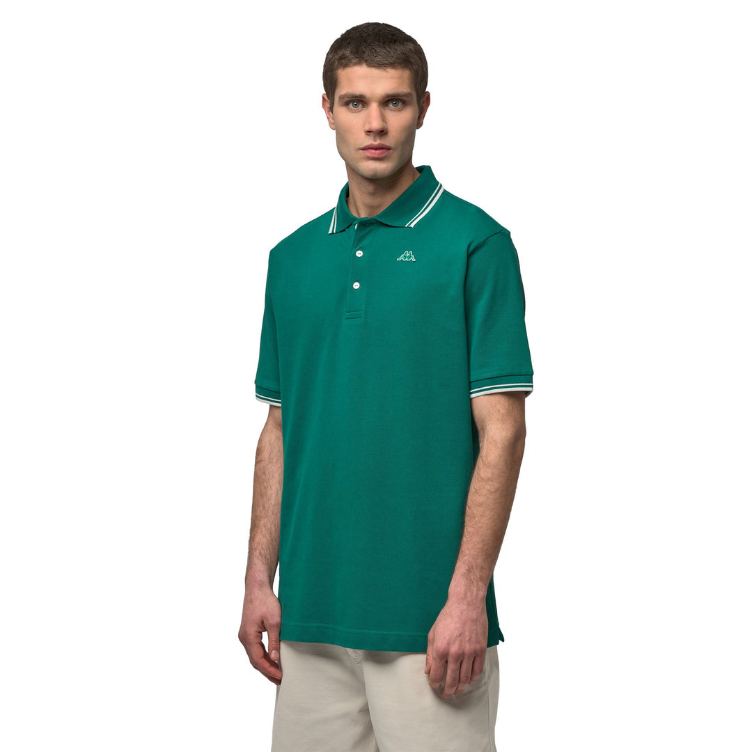 Polo en coton vert pour homme, coupe classique 01