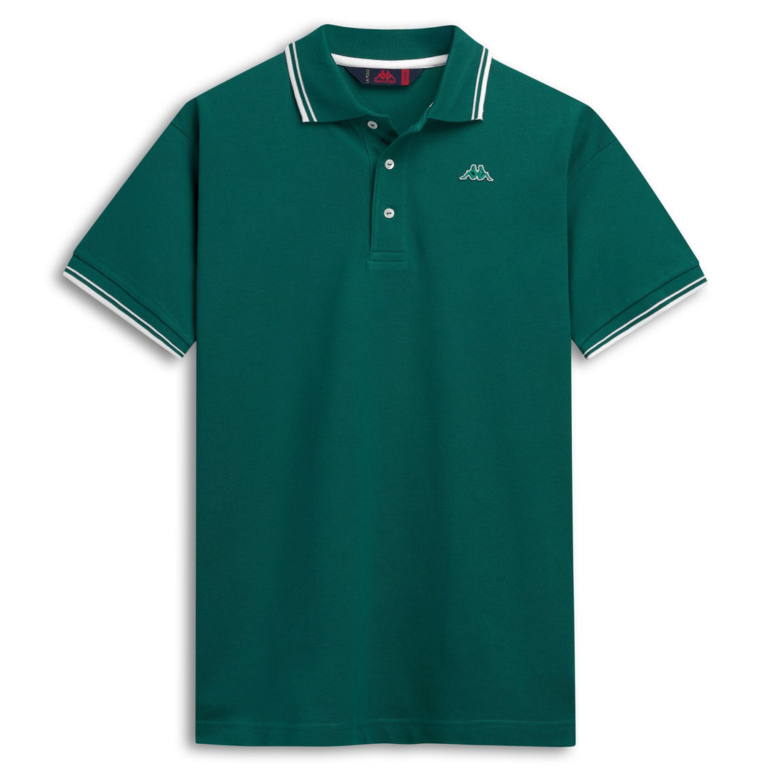 Polo de algodón de corte clásico verde para hombre 01
