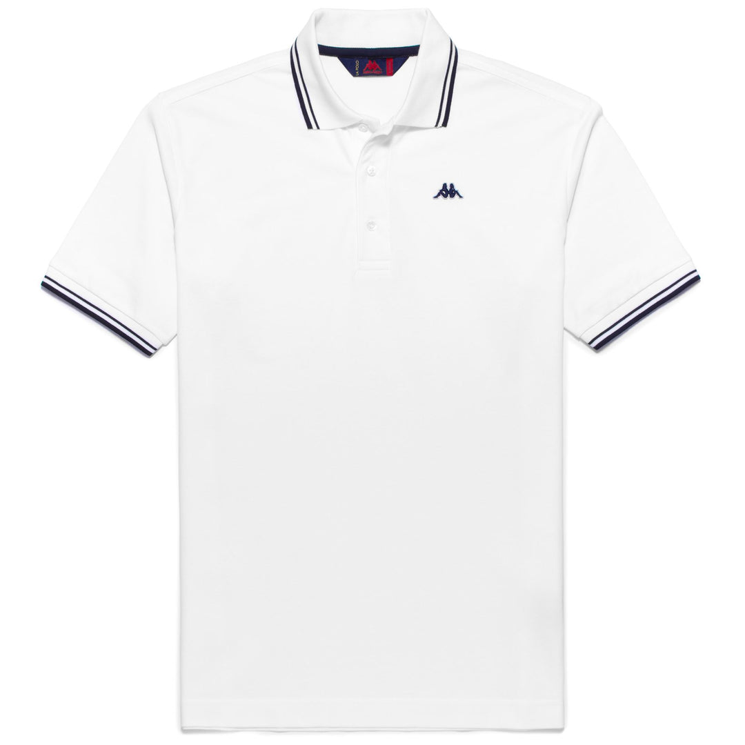 Polo clásico de algodón azul marino para hombre con detalles de rayas 01