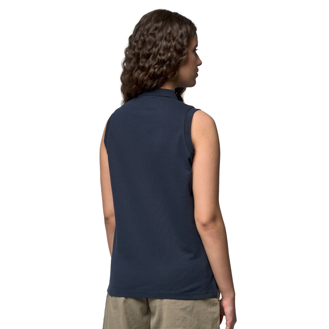 Polo Femme Bleu Coupe Regular En Piqué Stretch main