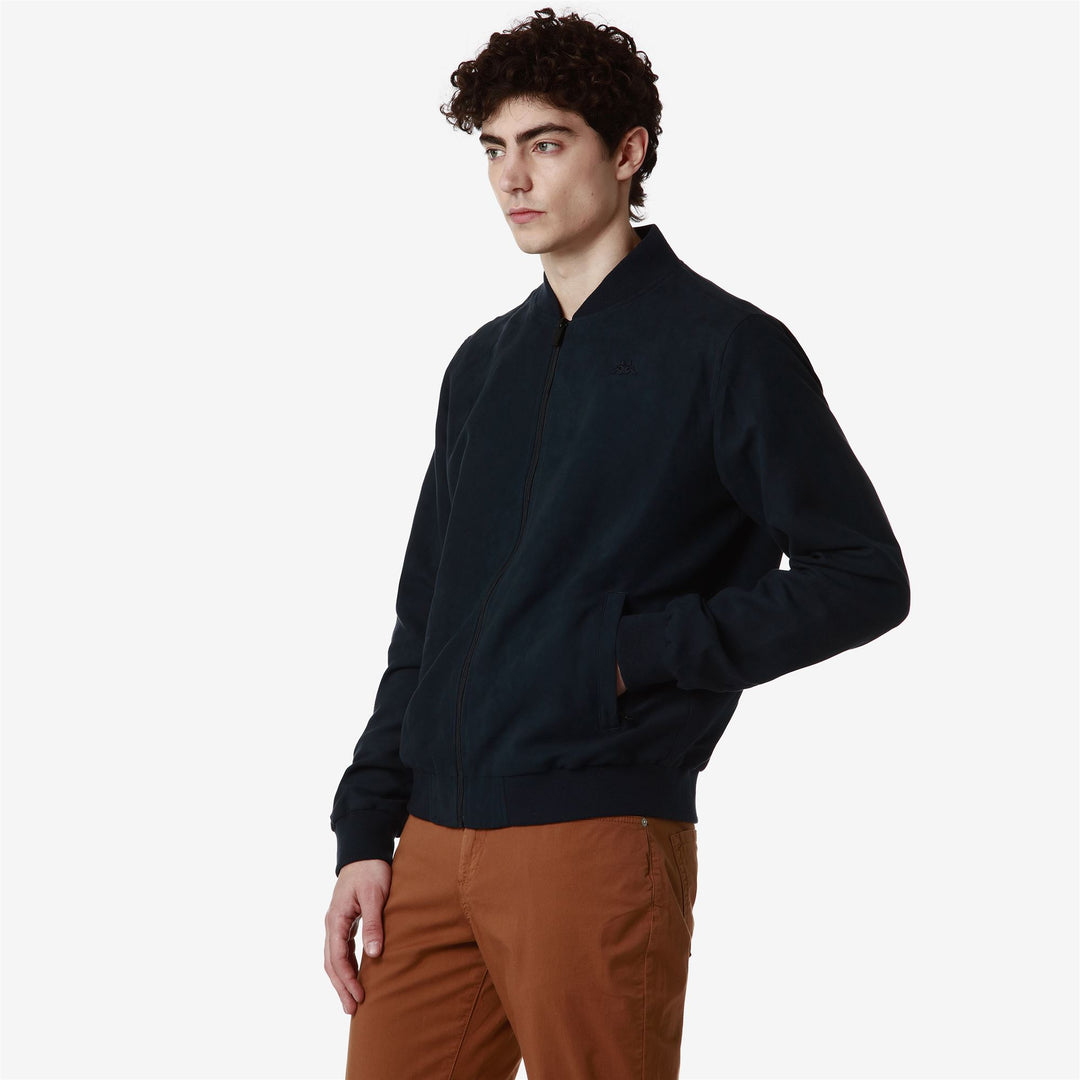 Giacca Corto Classica Uomo in Similpelle Blu Navy main