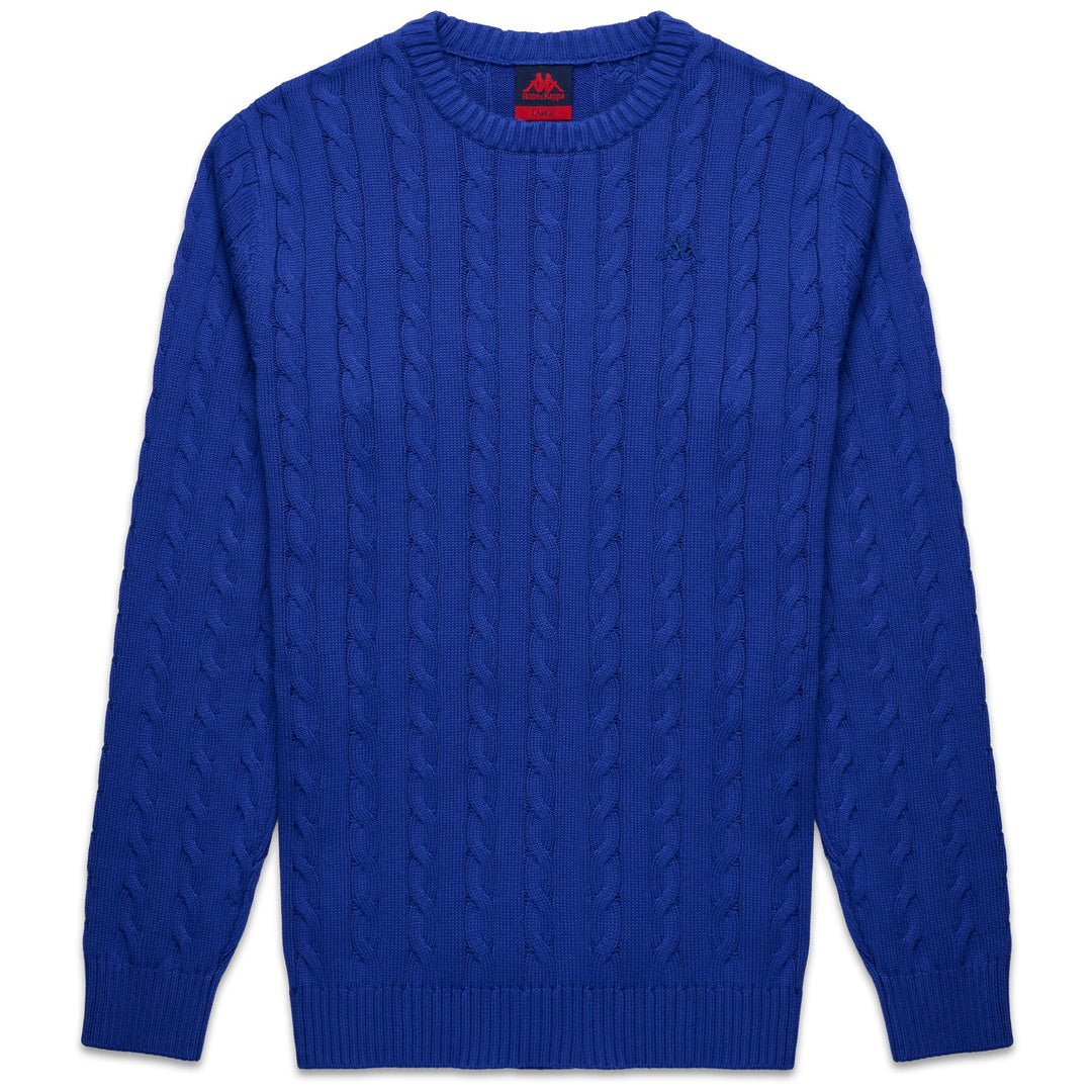 Blue Men's Slim Fit Cotton Knit Pullover with Ribbed Borders main