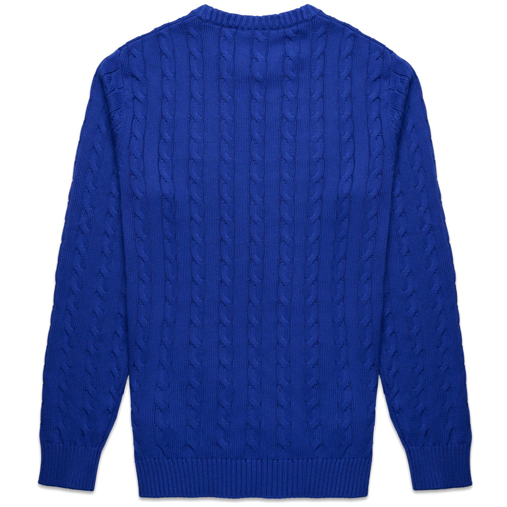 Blue Men's Slim Fit Cotton Knit Pullover with Ribbed Borders 02