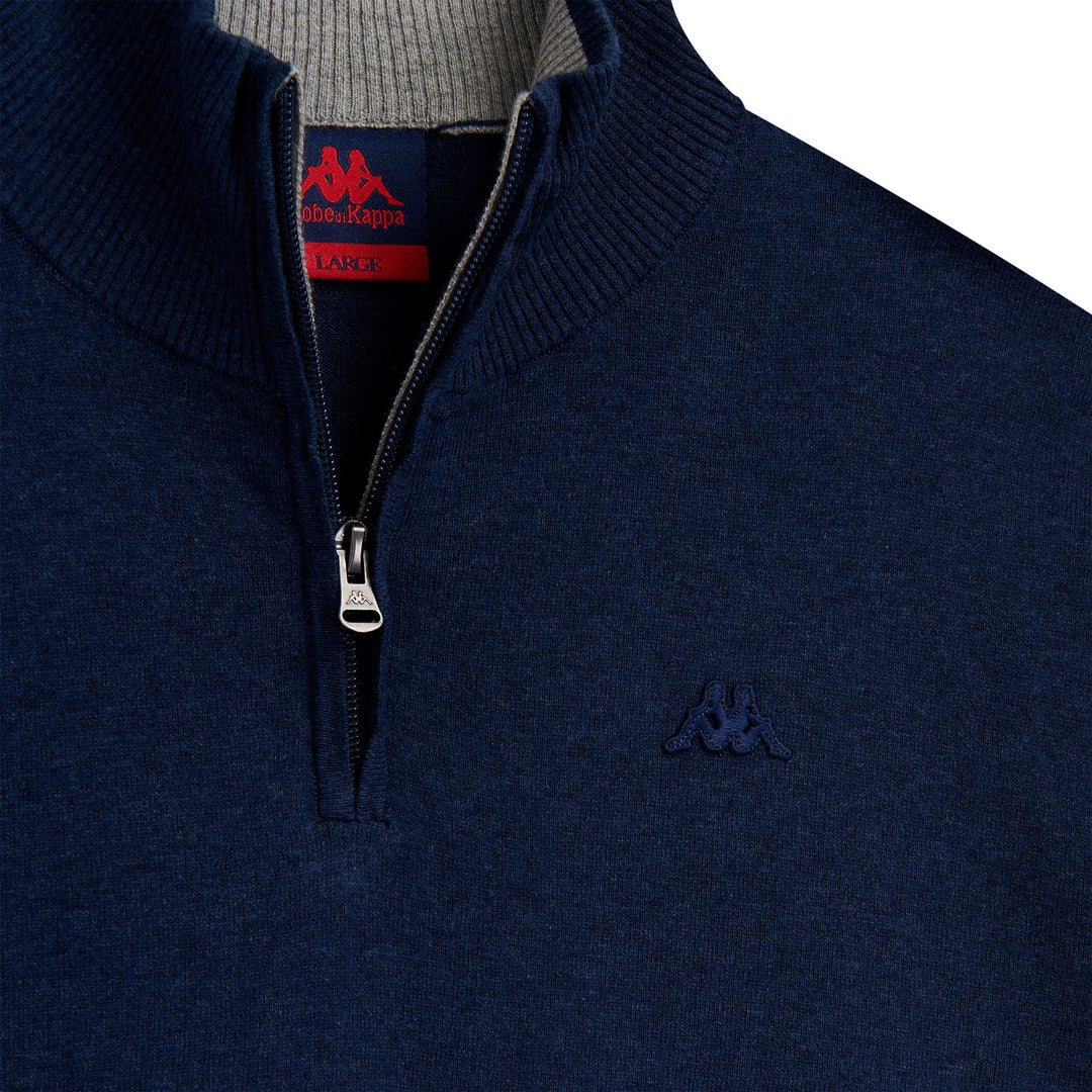 Polo de punto ajustado para hombre de Blue Iris con cremallera y bordes acanalados main