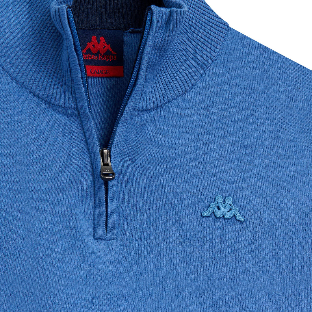 Polo de punto azul real con cremallera y corte entallado para hombre main
