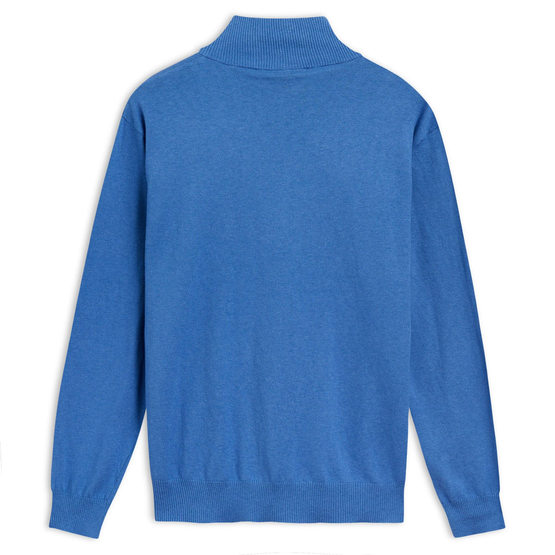 Polo de punto azul real con cremallera y corte entallado para hombre main