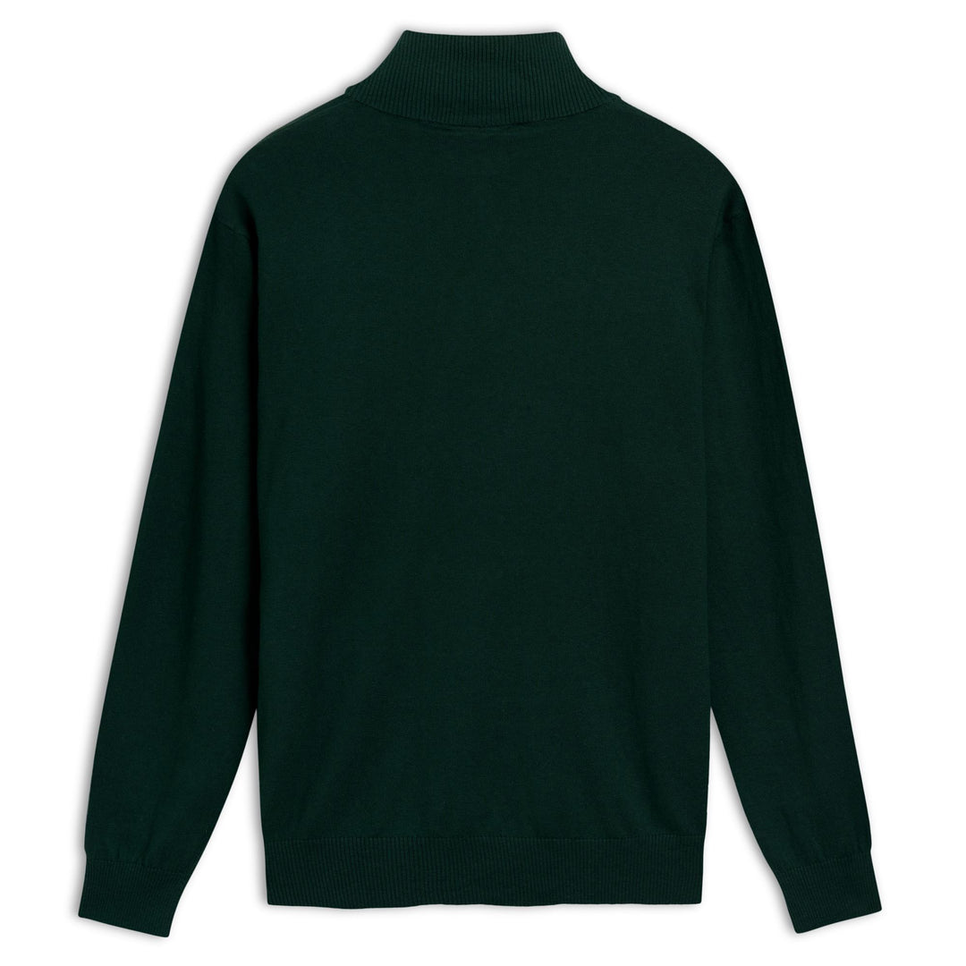 Green Men's Slim Fit Knit Polo Shirt with Zip main