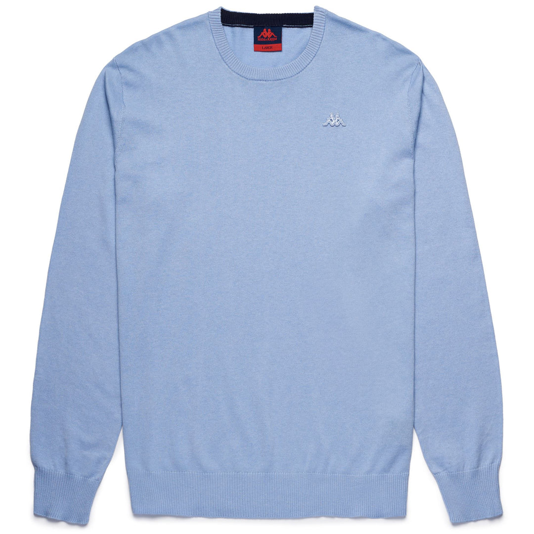 Azure Blue Men's Classic Knit Pullover with Cashmere Blend 01