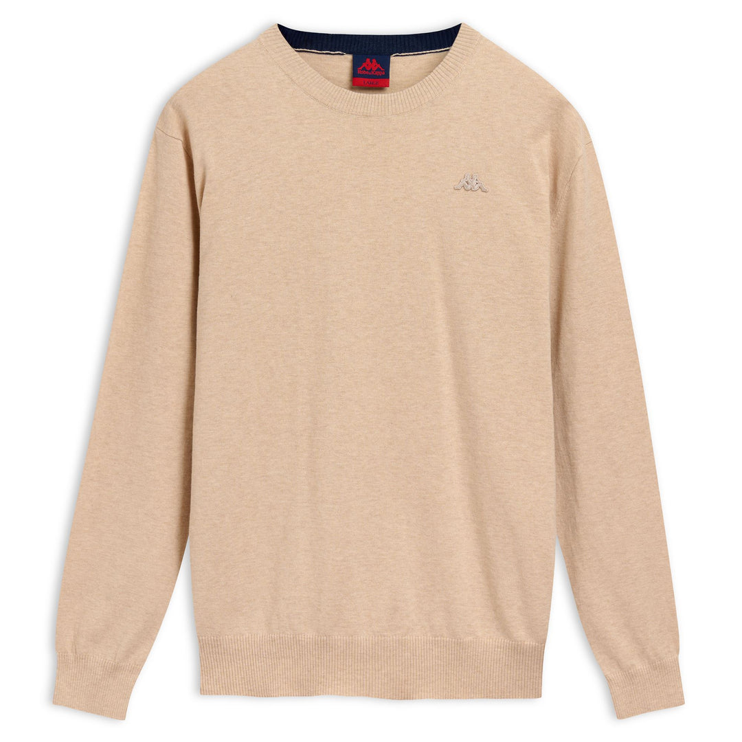 Beige Men's Slim Fit Cashmere Cotton Pullover Knitwear 01