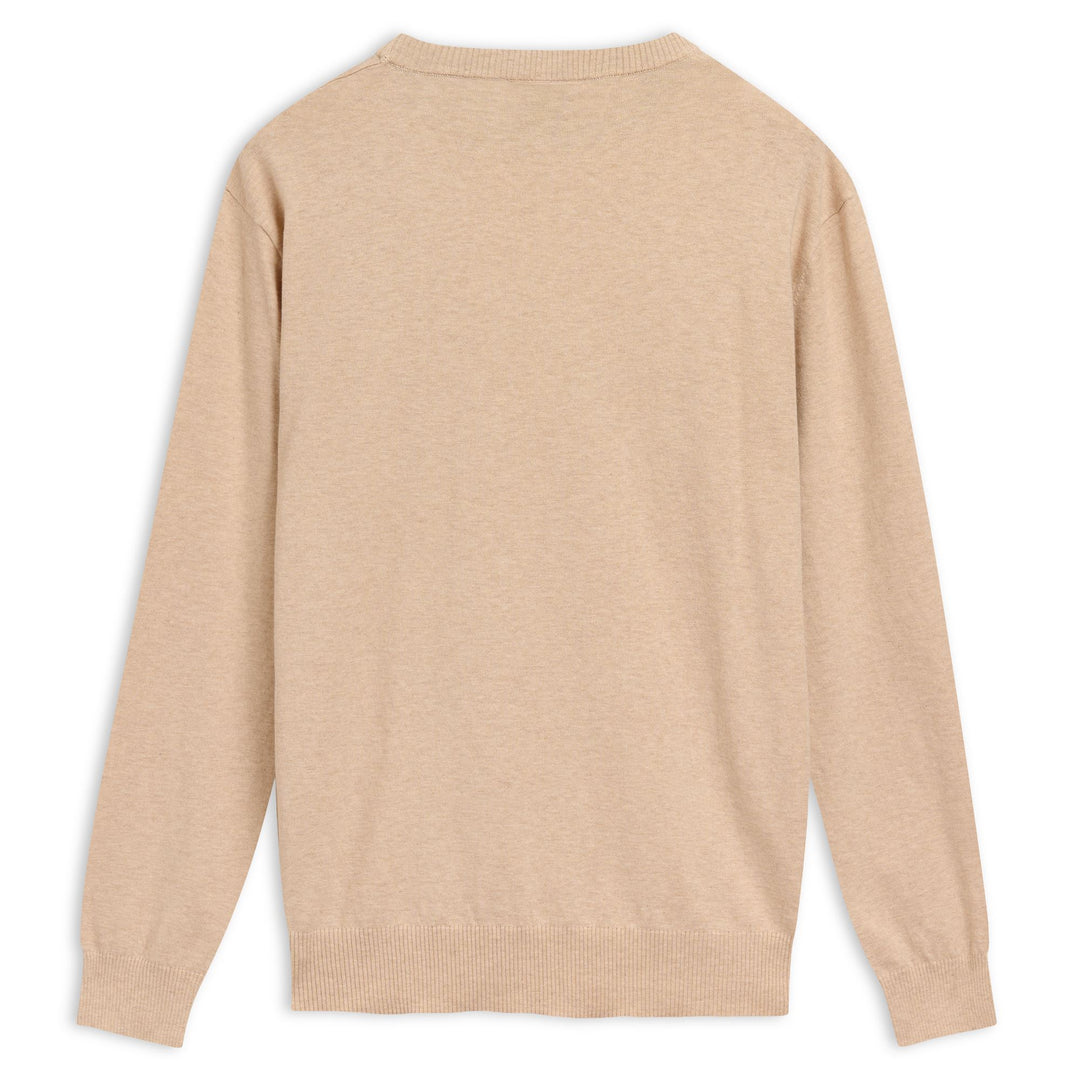 Beige Men's Slim Fit Cashmere Cotton Pullover Knitwear main