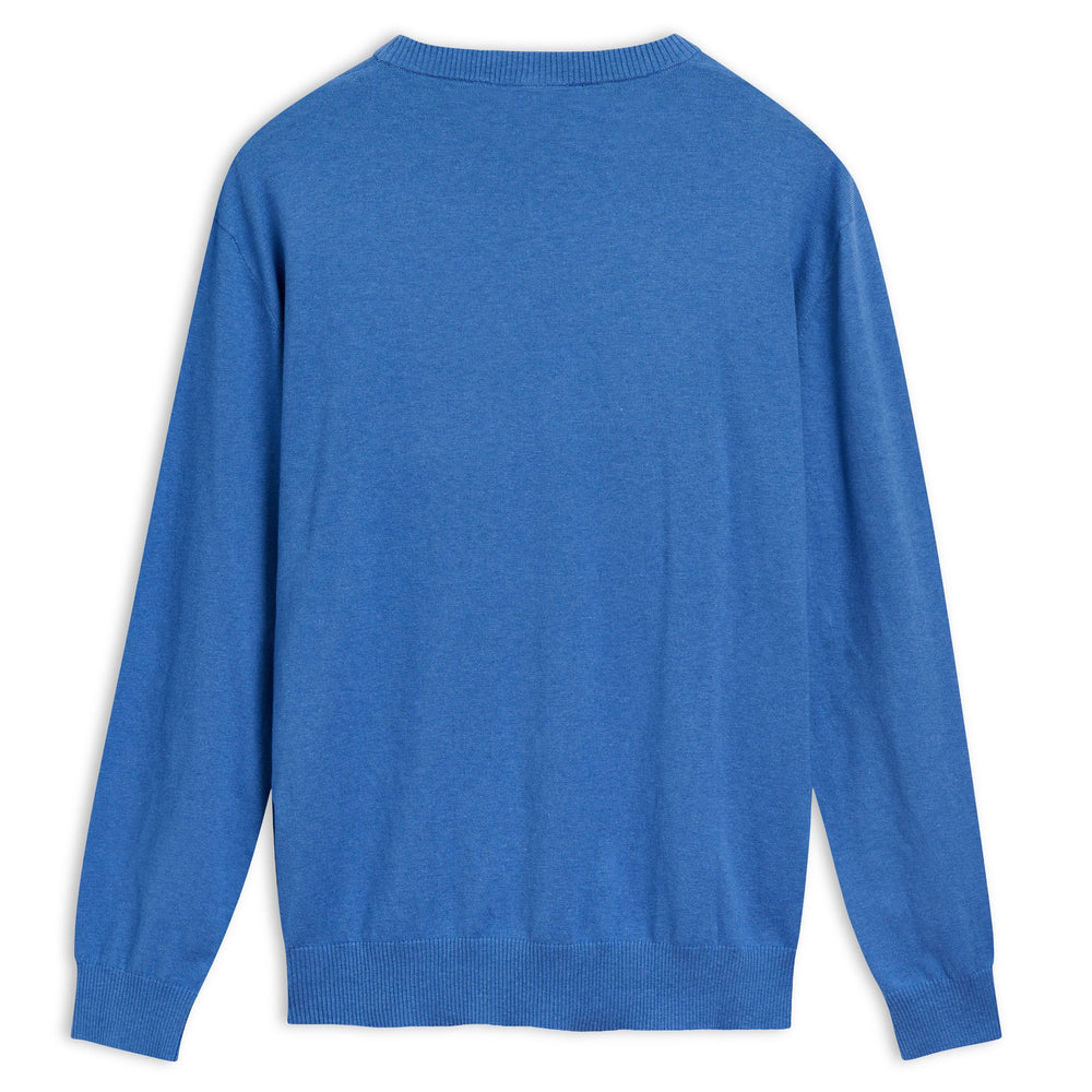Royal blue Men's Cashmere Cotton Slim Fit Pullover 02
