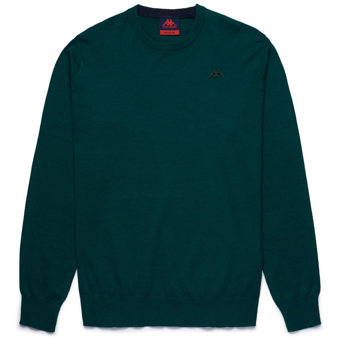 Dark Green Men's Classic Knit Pullover with Cotton Cashmere Blend 01