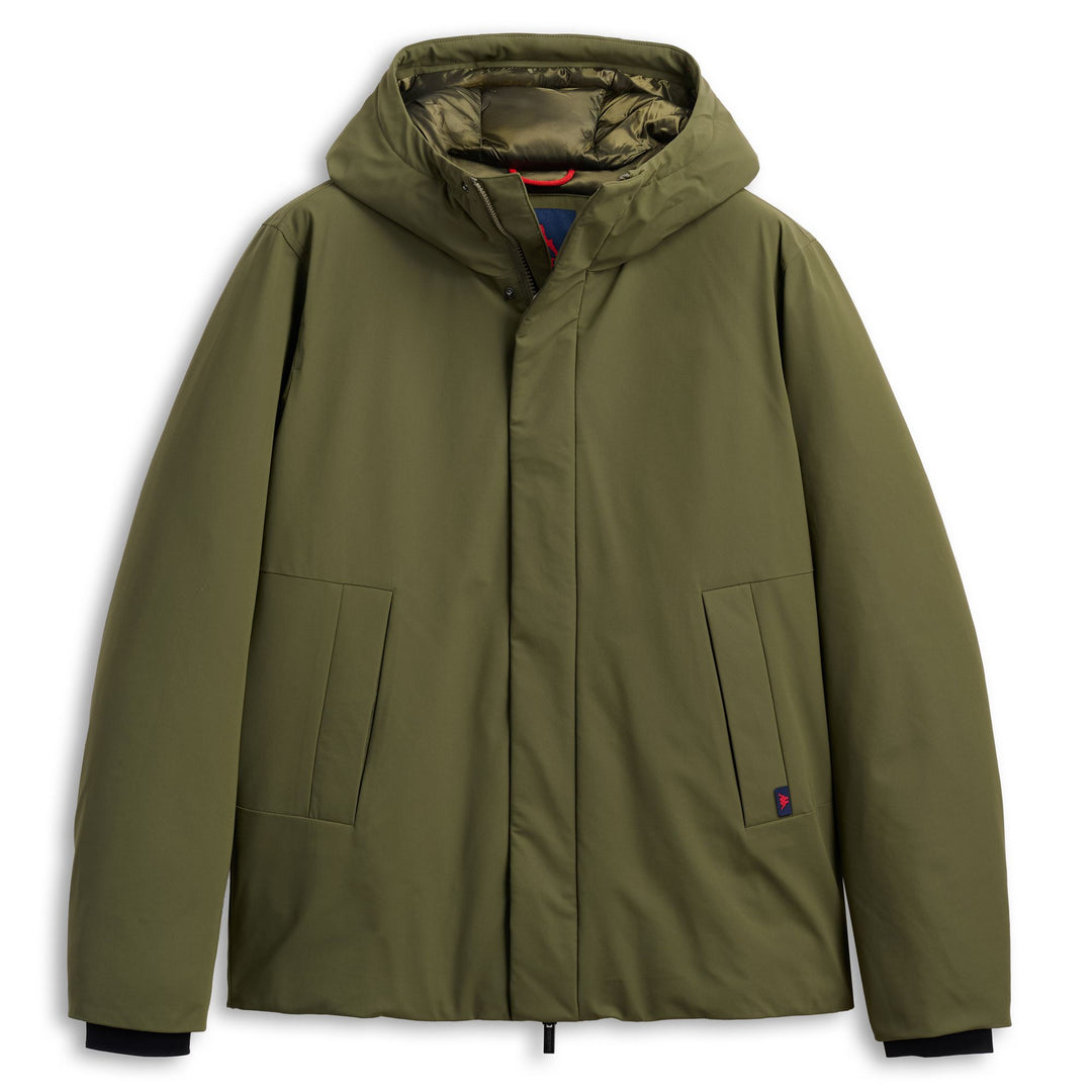 Military Green Men's Mid-Length Hooded Jacket with Heavy Padding 01