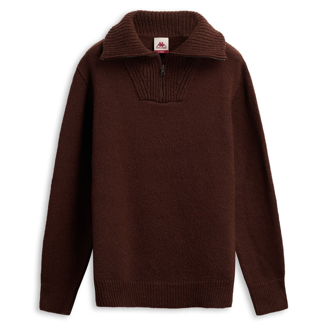 Giacca in maglia con mezza cerniera in misto lana marrone da uomo 01