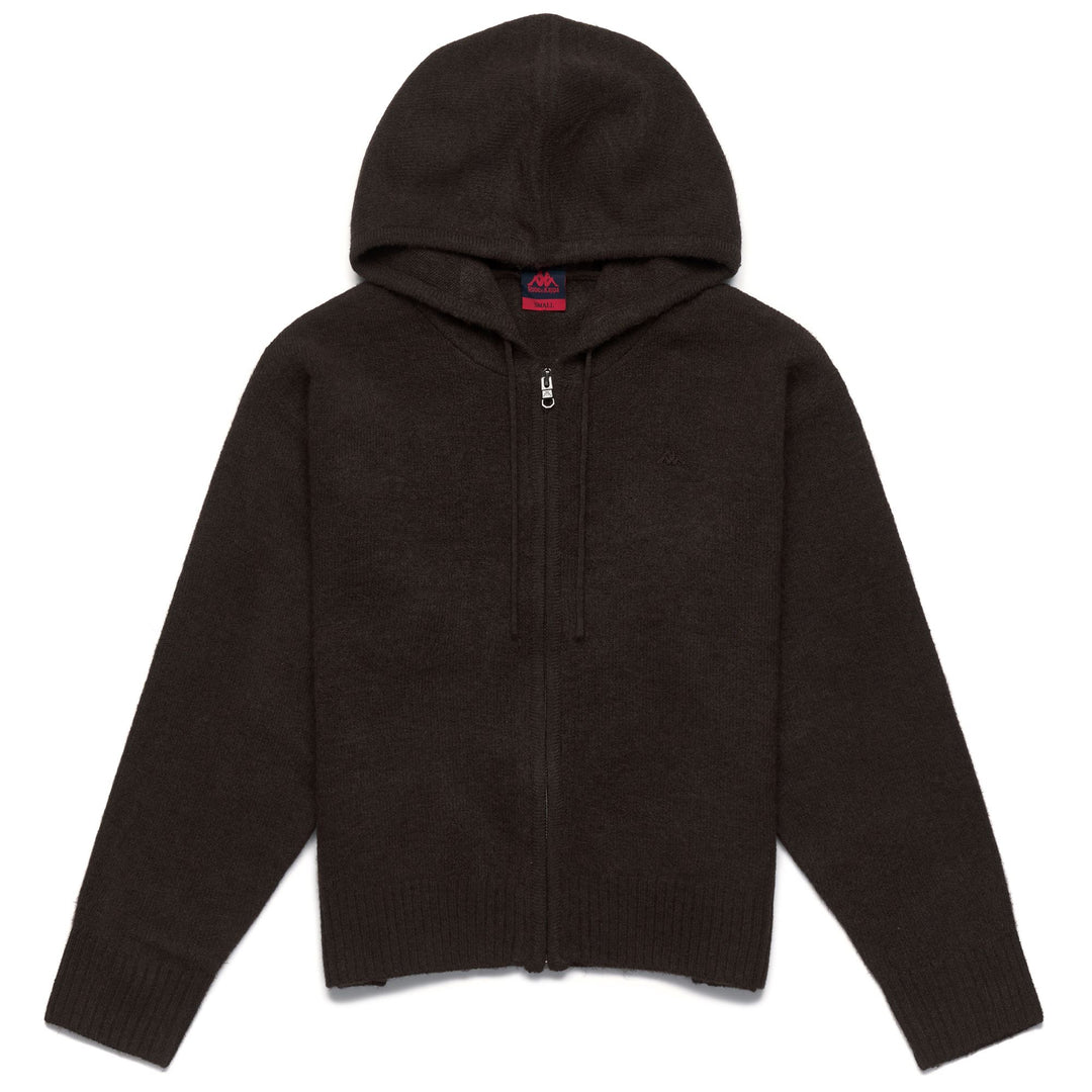 Brown Women's Classic Knitwear Jacket with Full Zip and Hood 01