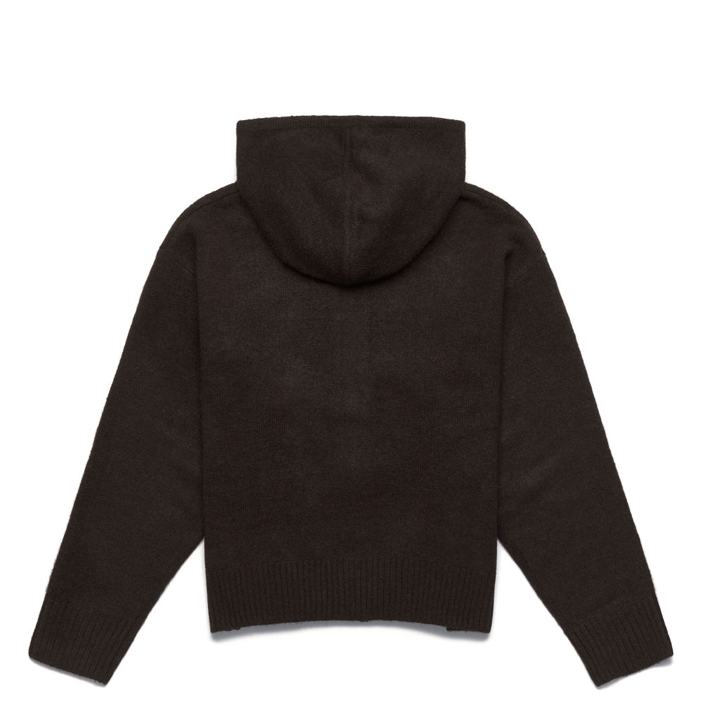 Brown Women's Classic Knitwear Jacket with Full Zip and Hood 02