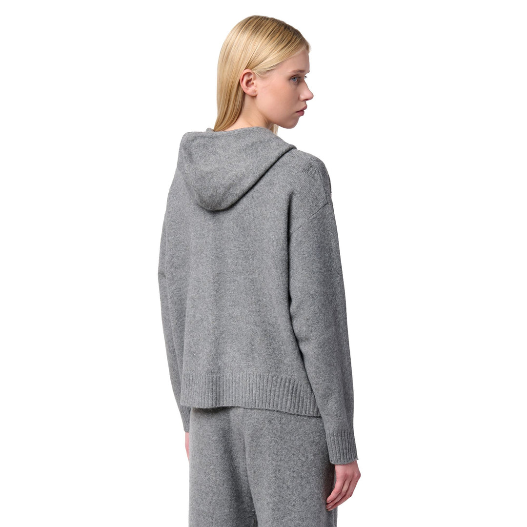 Chaqueta de punto gris con capucha para mujer main