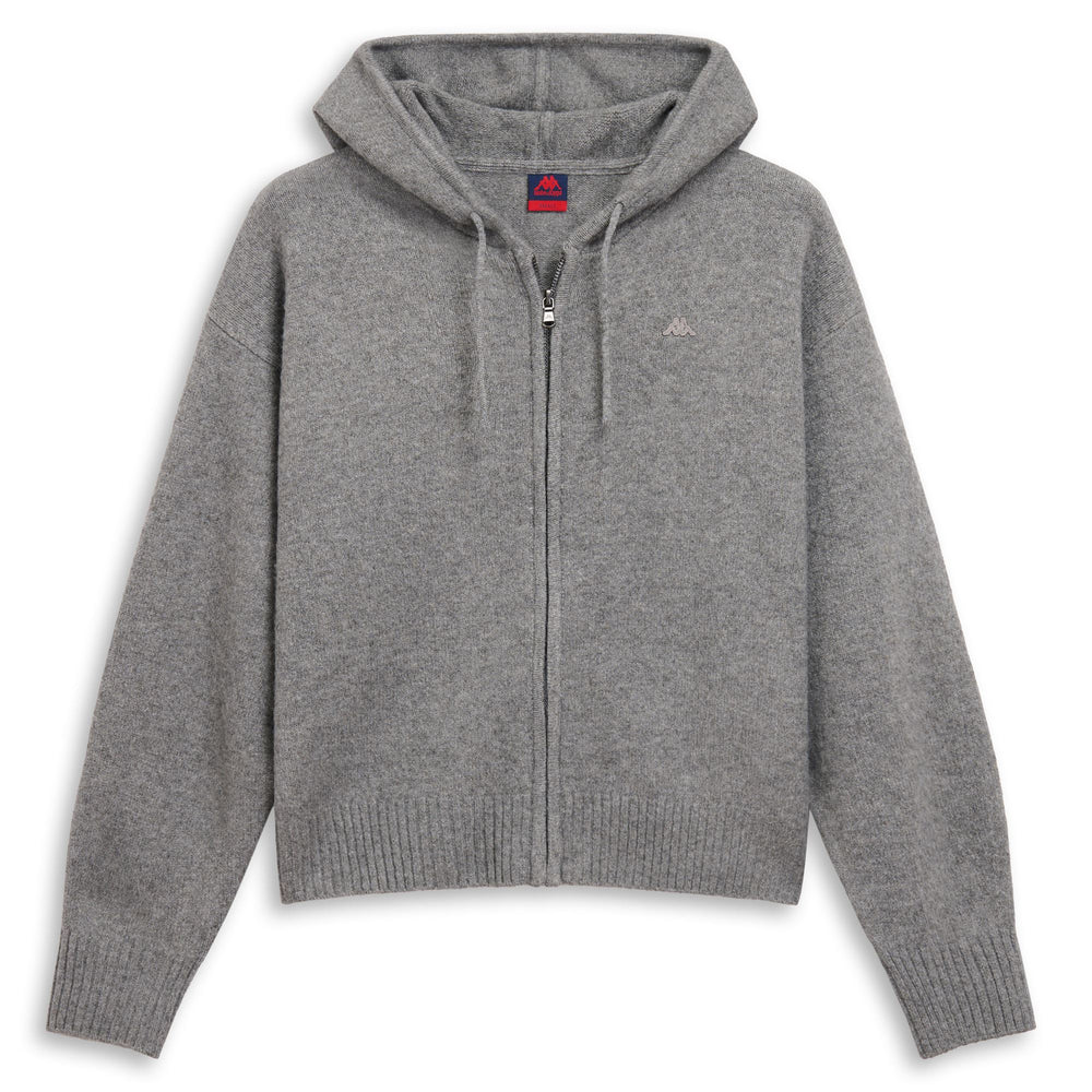 Grey Women's Knitwear Jacket with Hood 02