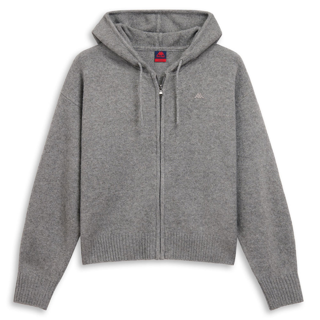 Chaqueta de punto gris con capucha para mujer main