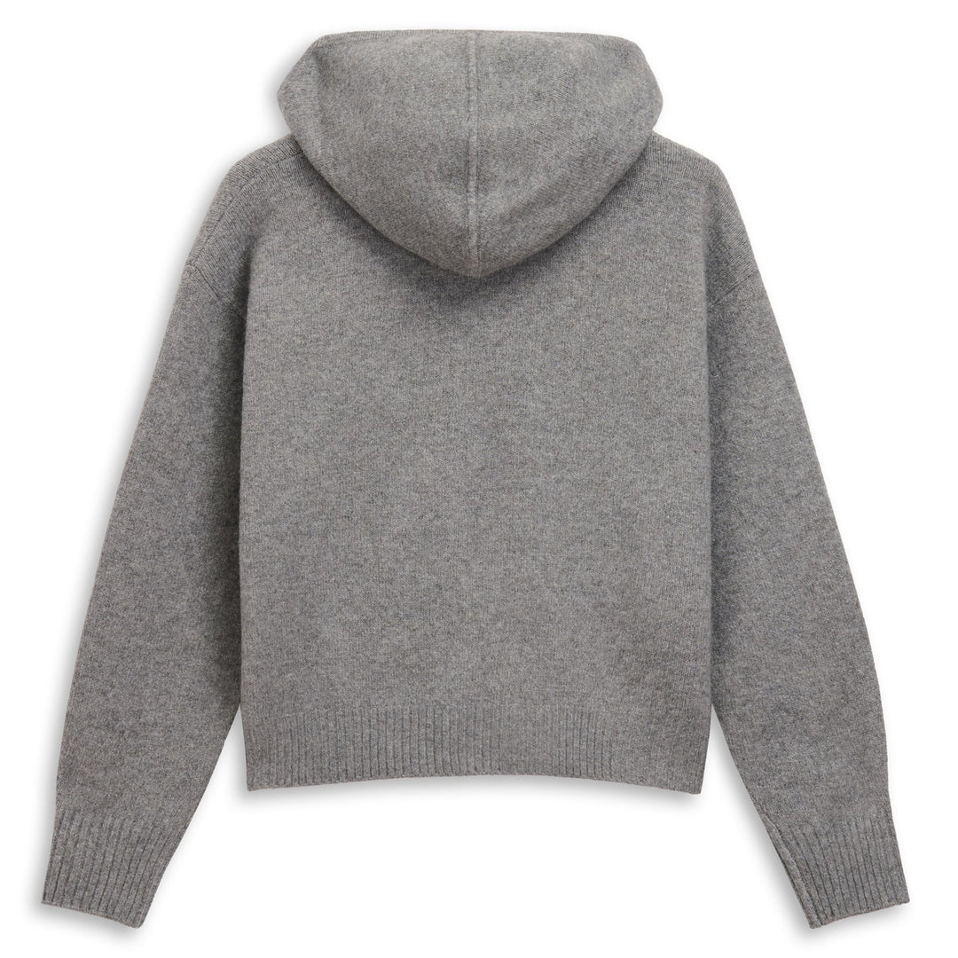 Chaqueta de punto gris con capucha para mujer main