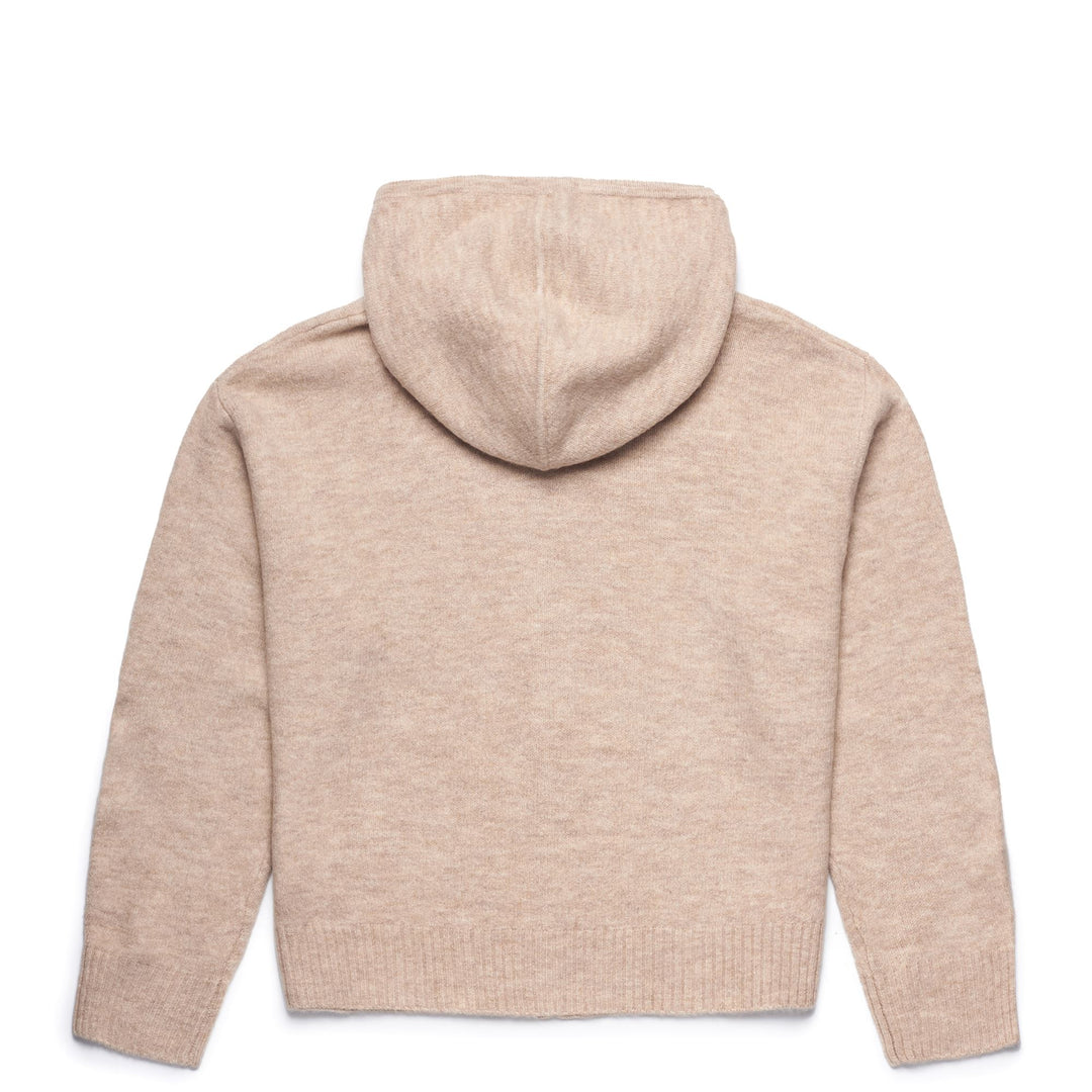 Beige Women's Classic Knitwear Jacket with Full Zip and Hood main