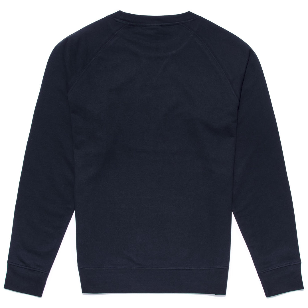 Maglione Classico in Cotone Fleece Blu Navy con Collo a Coste Uomo main