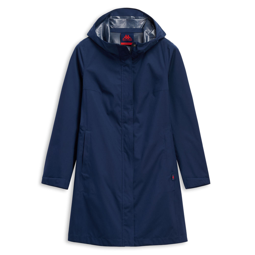 Veste longue en nylon bleu pour femme, coupe classique 02