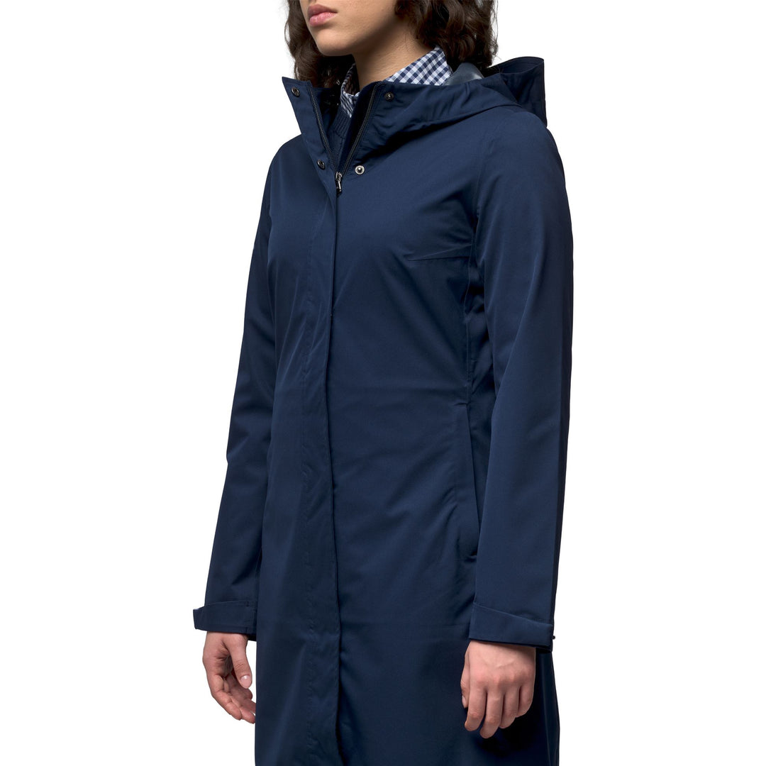 Veste longue en nylon bleu pour femme, coupe classique 01