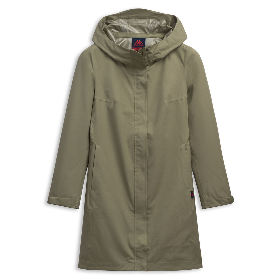 Giacca lunga classica in nylon verde da donna vestibilità regolare 01