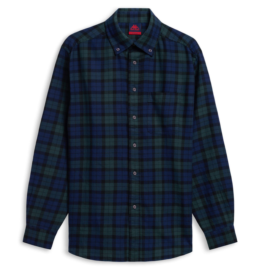Chemise classique en flanelle bleue pour homme, coupe régulière, à boutons 01