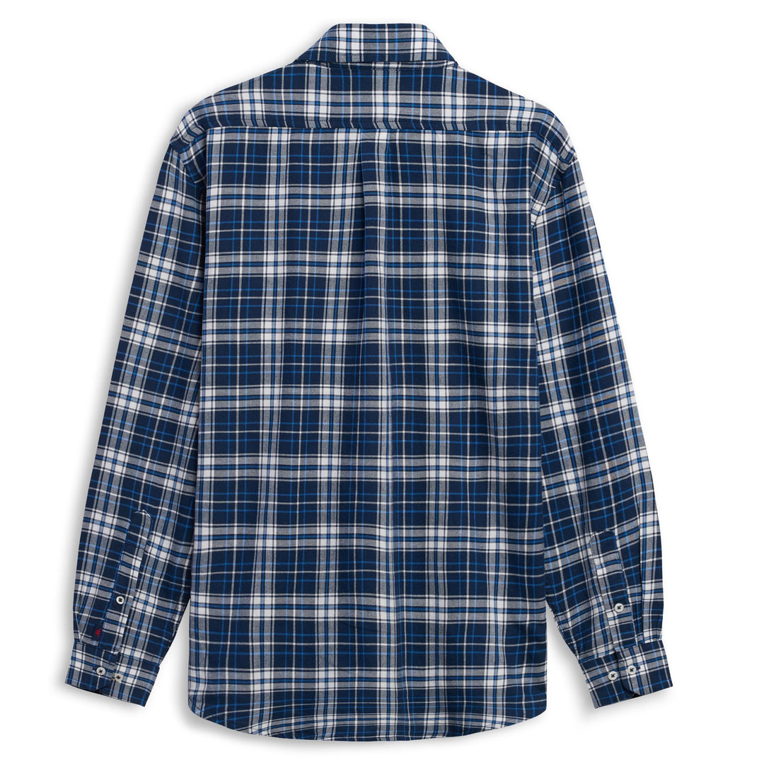 Chemise en flanelle bleue pour homme, coupe classique, boutons main