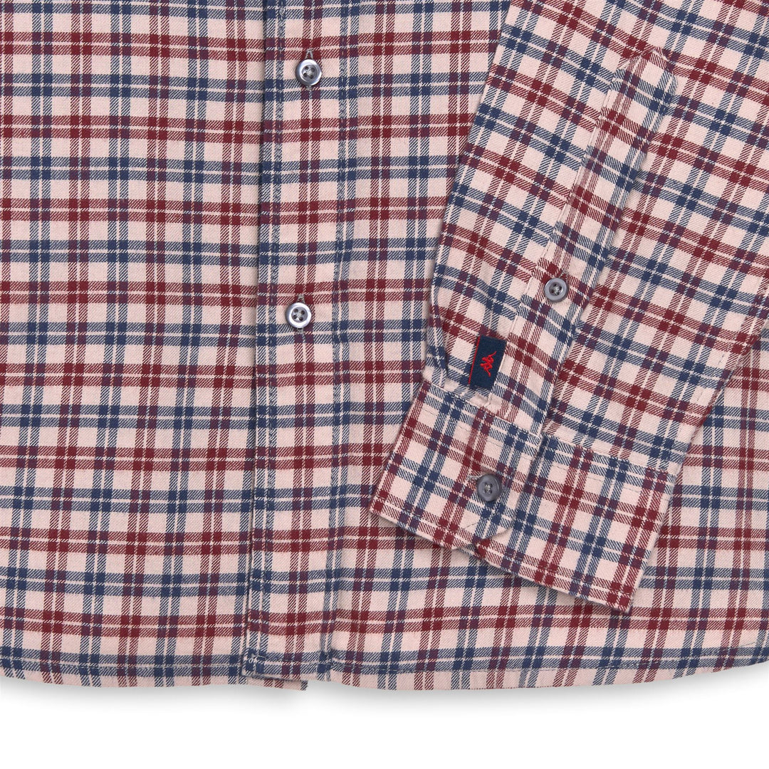 Camicia da uomo a maniche lunghe, vestibilità regolare, in flanella di cotone, nei colori beige e blu. main