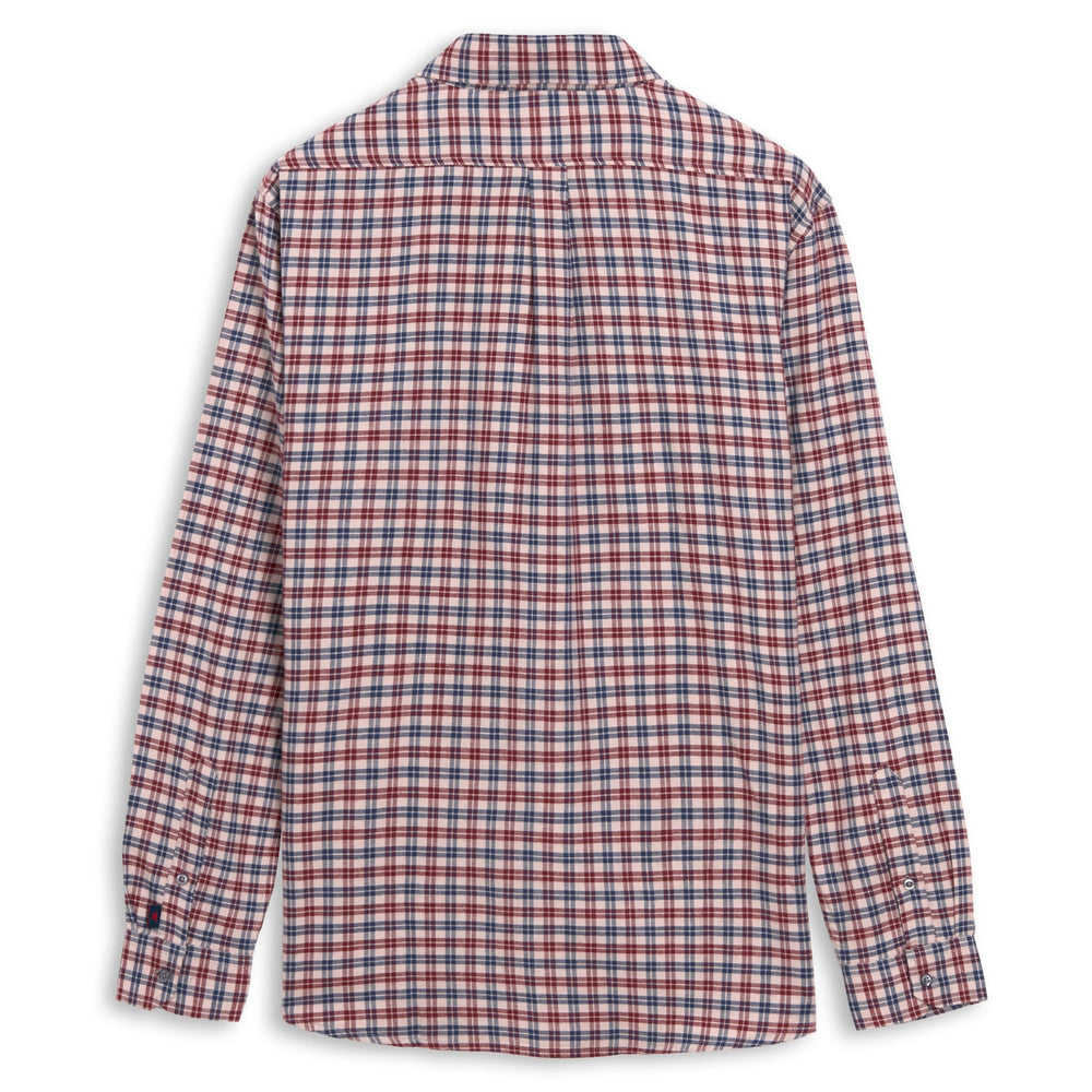 Camicia da uomo a maniche lunghe, vestibilità regolare, in flanella di cotone, nei colori beige e blu. 02