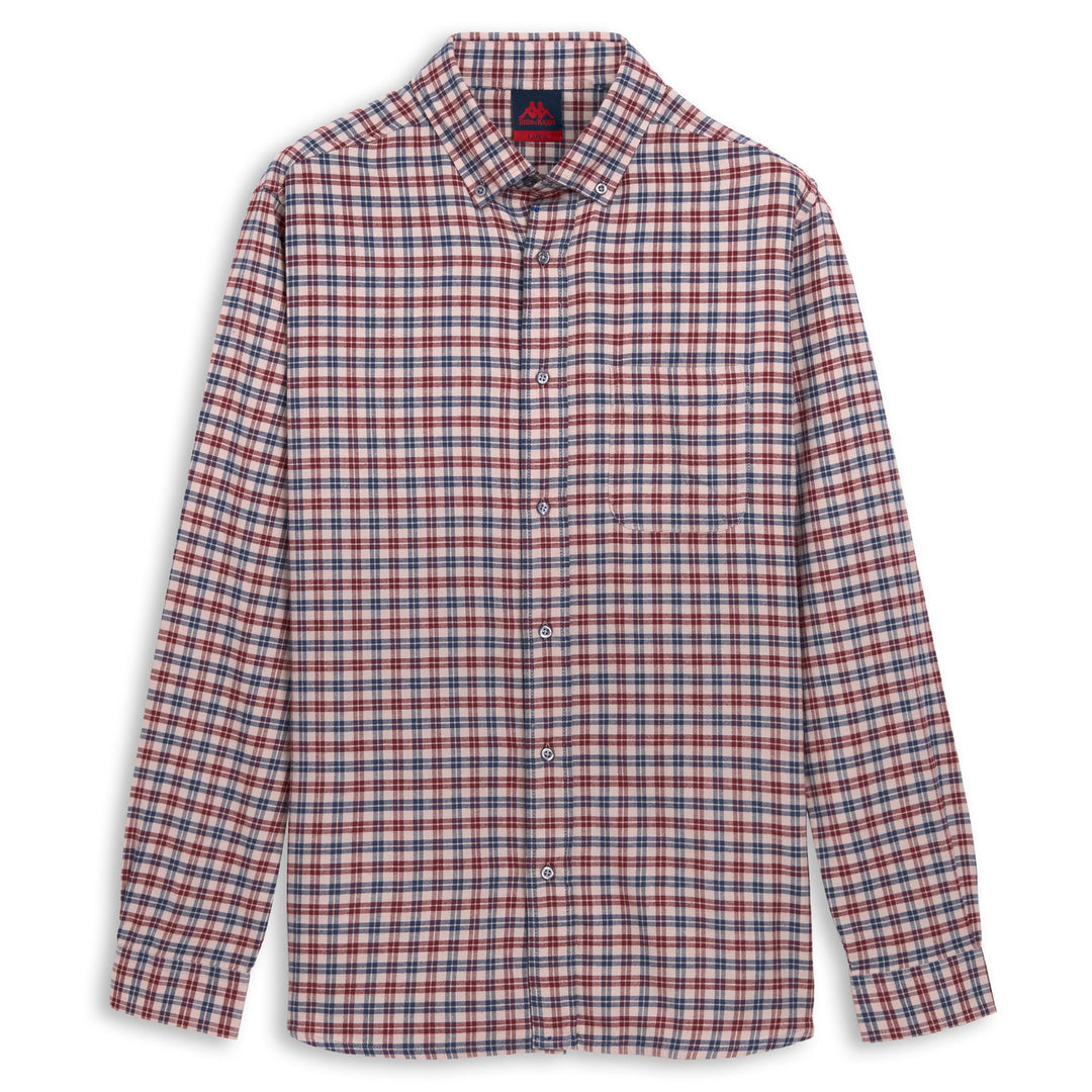 Camicia da uomo a maniche lunghe, vestibilità regolare, in flanella di cotone, nei colori beige e blu. main