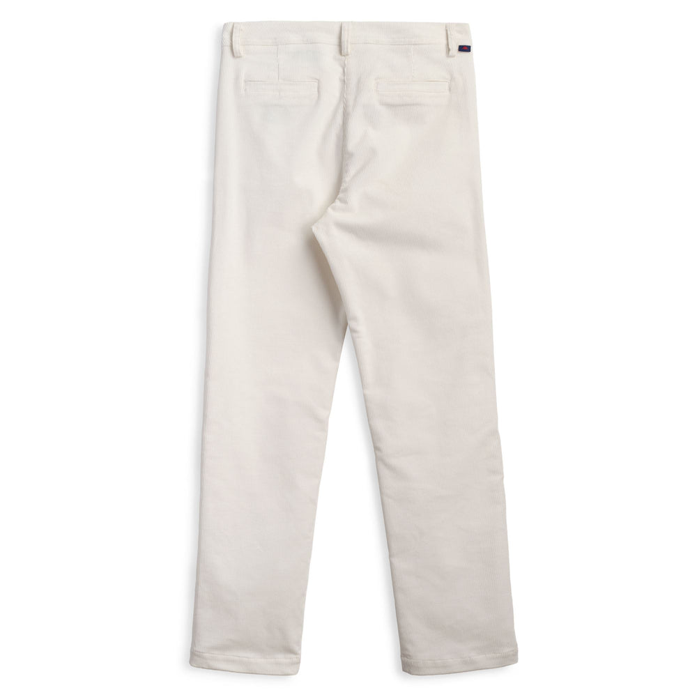 Pantalones chinos blancos ajustados para mujer en pana elástica 02