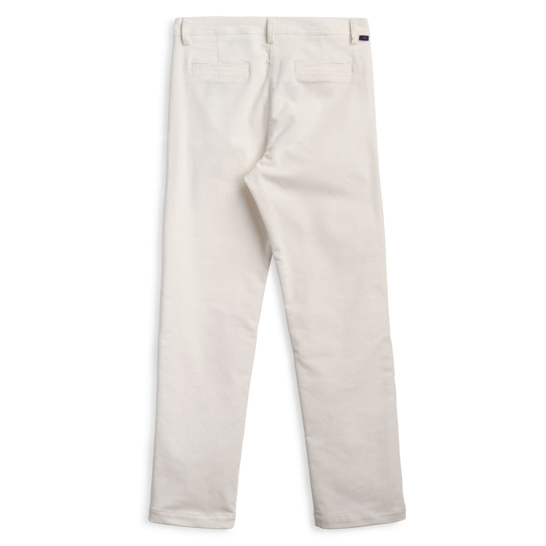 Pantaloni chino slim fit da donna in velluto a coste elasticizzato bianco main