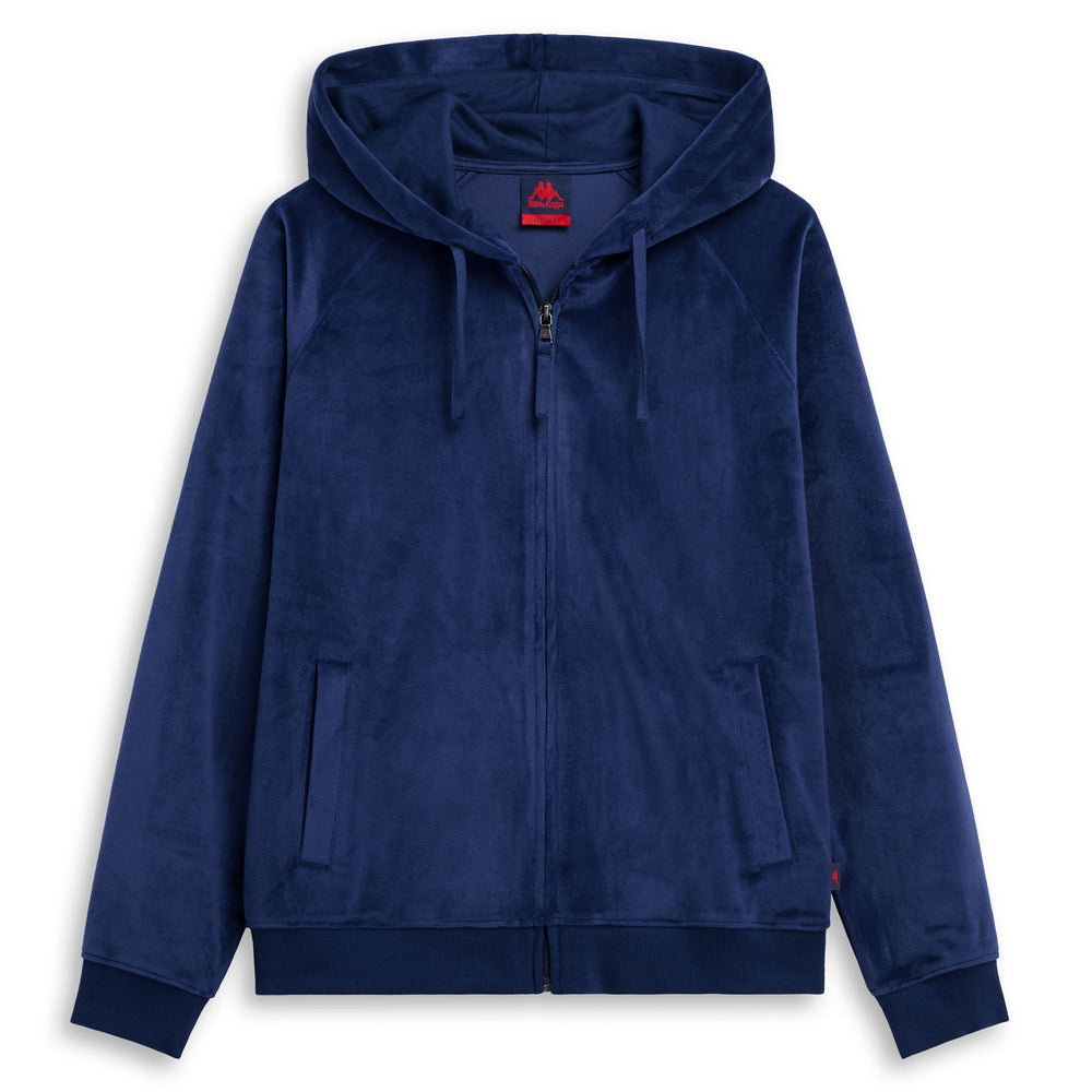 Blue Iris Women's Hooded Fleece Jacket with Satin Details 02