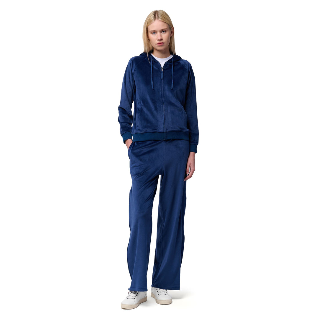 Blue Women's Slim Fit Classic Hooded Sweater in Velvet main