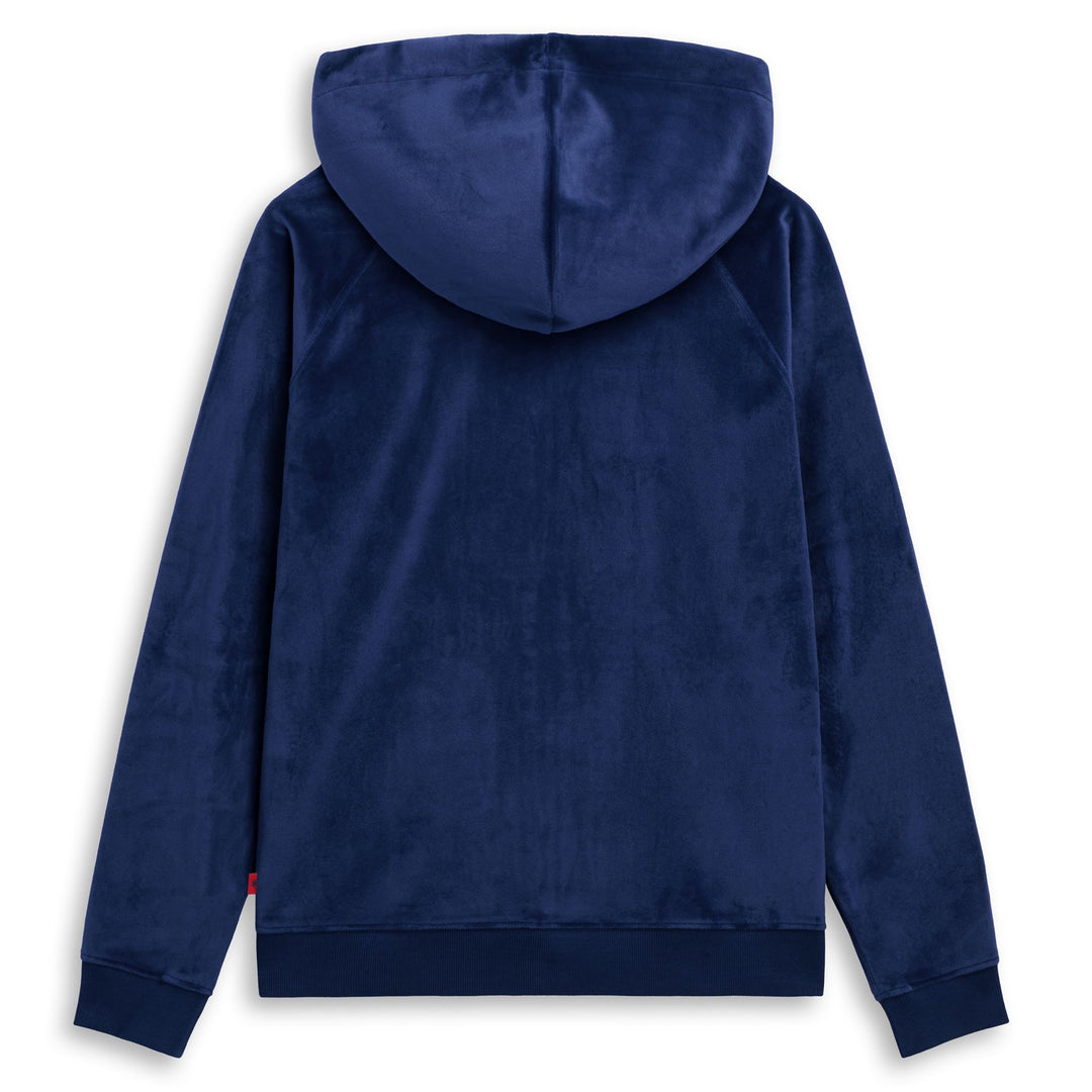 Blue Women's Slim Fit Classic Hooded Sweater in Velvet main