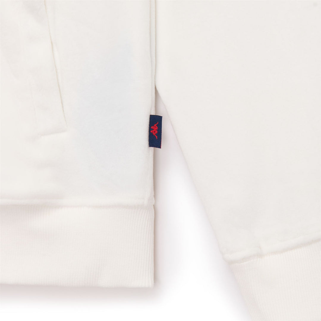 Chaqueta polar blanca con capucha y detalles de satén para mujer main