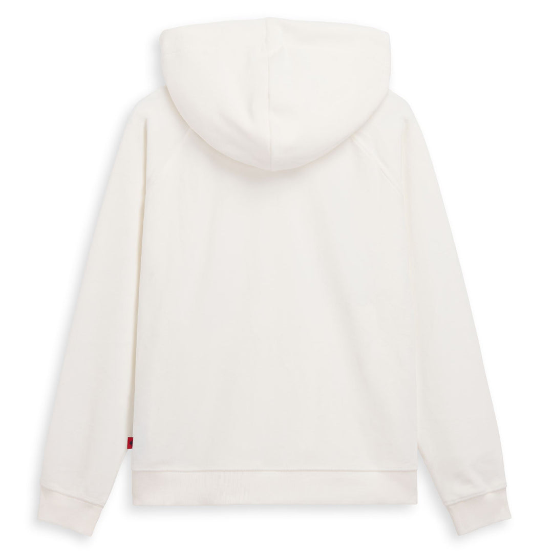 Chaqueta polar blanca con capucha y detalles de satén para mujer main