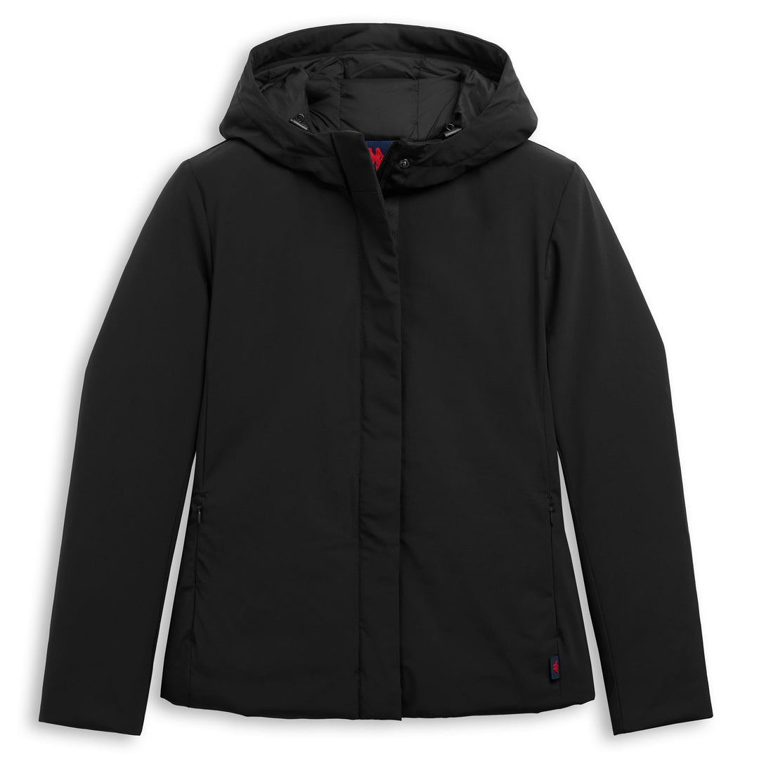 Chaqueta corta negra para mujer con acolchado ligero 01