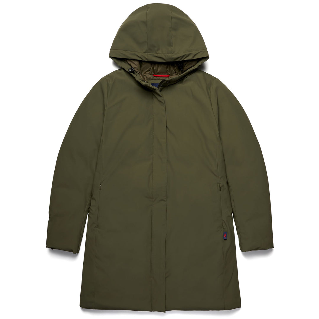 Military Green Women's Long Classic Jacket with Light Padding 01