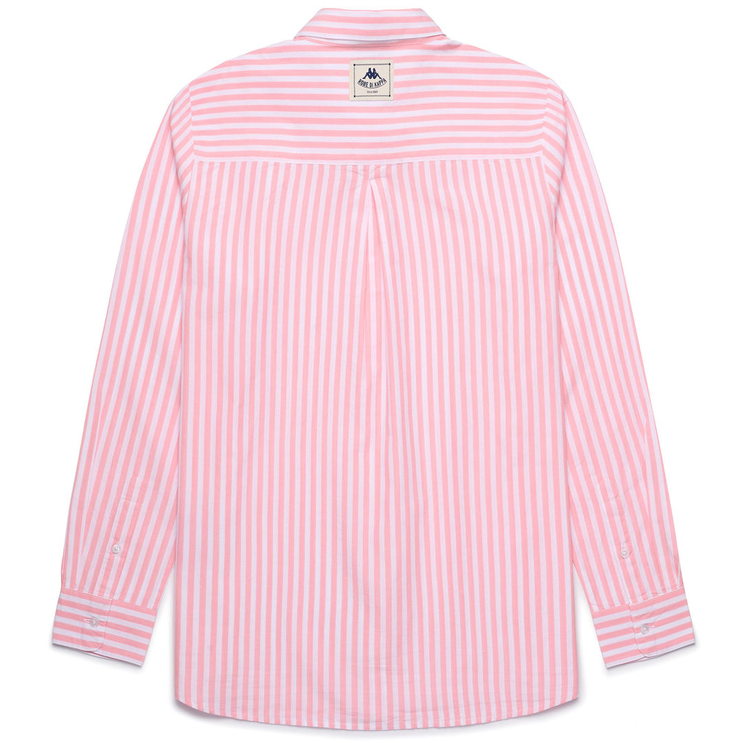 Camisa informal clásica para mujer en popelina a rayas, color rosa y gris main