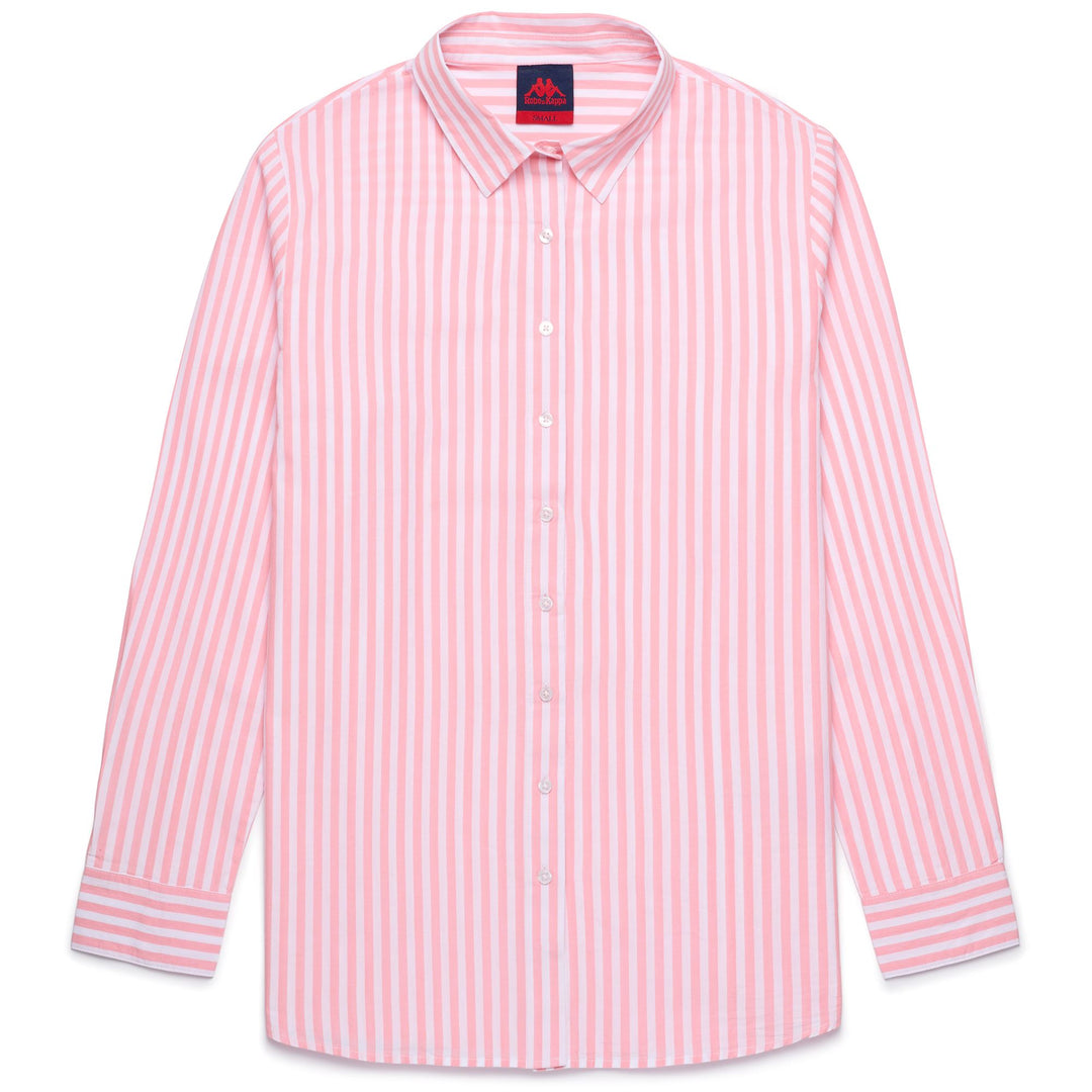 Pink Grey Women's Classic Casual Shirt in Striped Poplin 01