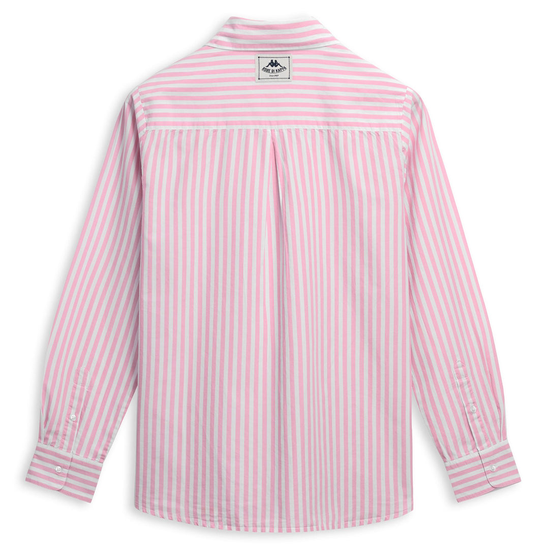 Chemise rayée blanche pour femme, coupe classique décontractée, en coton. main