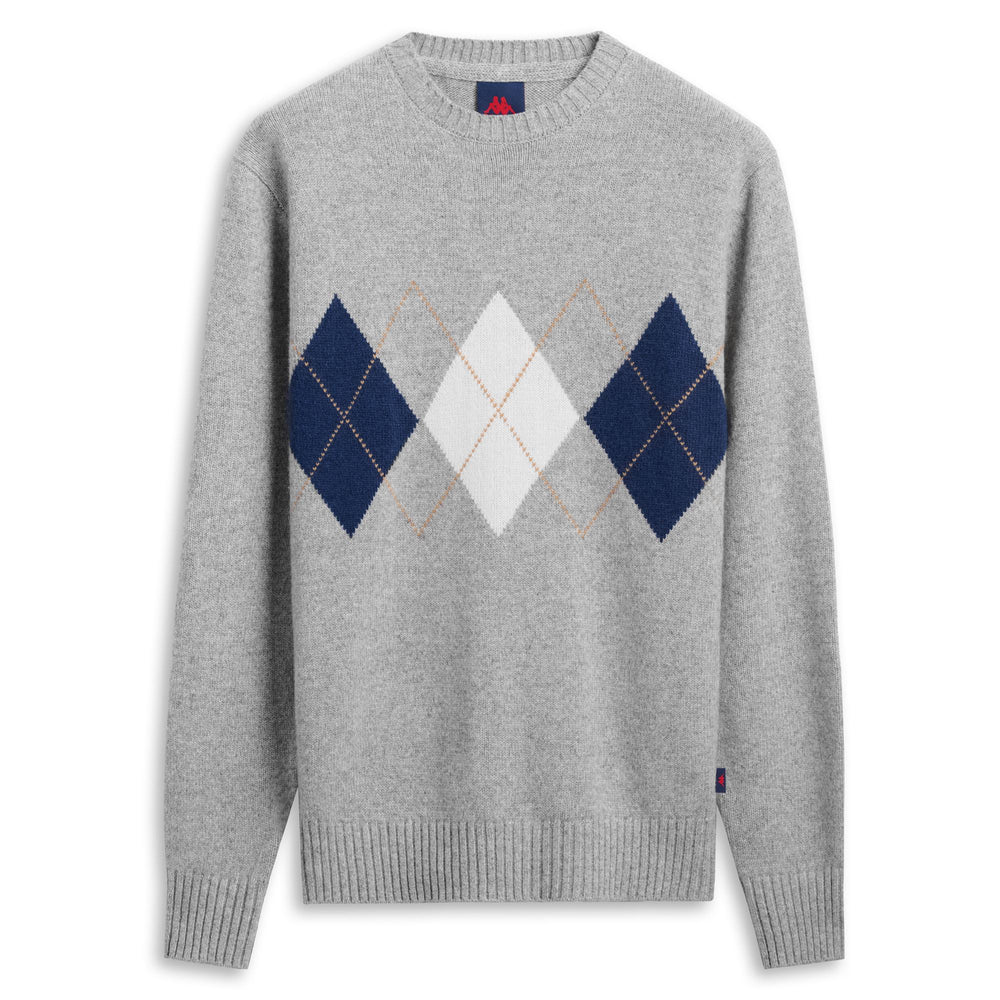 Grey Men's Knitwear Pullover with Diamond Pattern 02