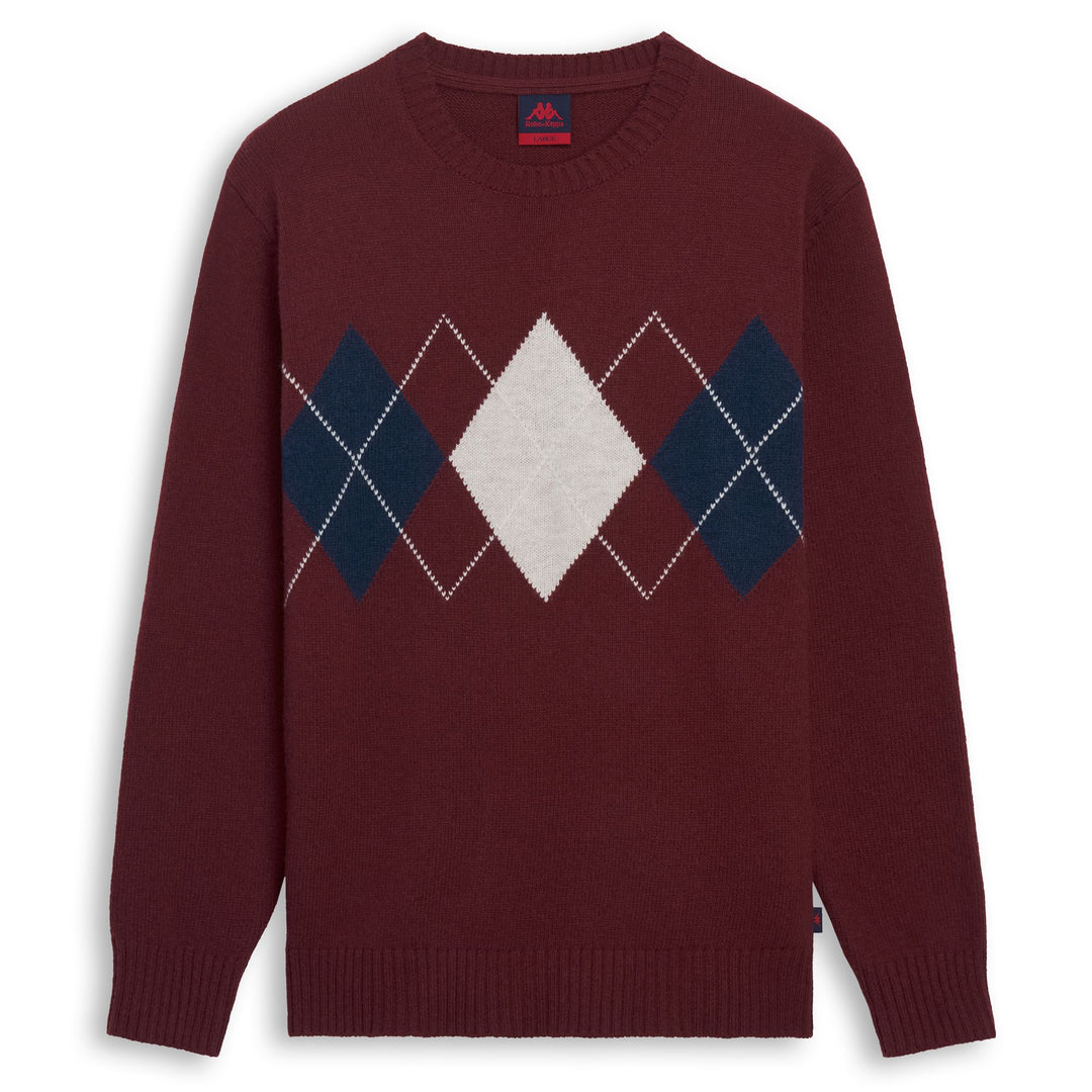 Red Men's Regular Fit Wool Pullover with Intarsia Pattern 01