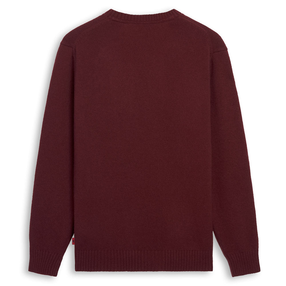 Pull en laine rouge pour homme, coupe classique, avec motif intarsia 02
